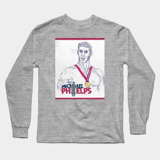 Michael Phelps Long Sleeve T-Shirt by Mr.Donkey